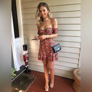 For Love & Lemons Women’s Amelia Mini Rosebed Strapless Dress